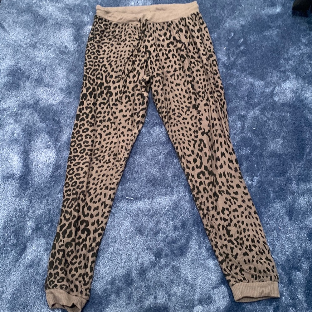 Cheetah print olive green cozy sweatpants